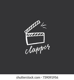 Hand drawn clapperboard. Perfect design for greeting cards, posters, T-shirts, banners, print invitations.