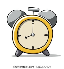 Reloj de alarma clásico dibujado a mano