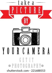 hand drawn classic camera. illustration print vector isolated