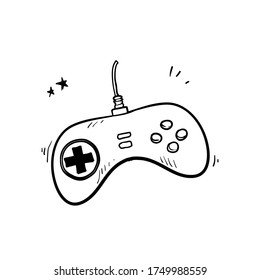 hand drawn classic game controler. joystick doodle