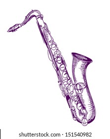 hand drawn classical alto saxophone