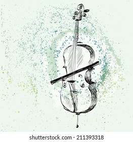 hand drawn of classical stringed music instruments