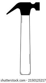 Martillo de garra dibujado a mano. Herramienta para martillar y sacar las uñas. Estilo Doodle. Vector.