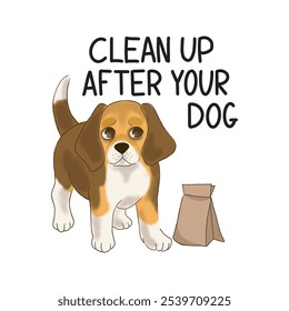 hand drawn clean after your dog illustration
