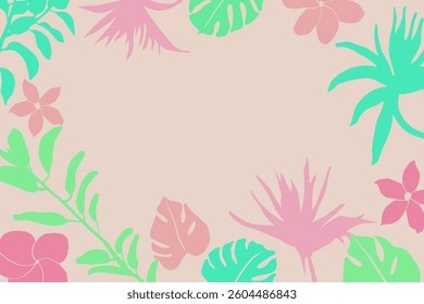 hand drawn clean simple tropical plants design vector