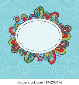 Hand drawn clear fantasy frame. Perfect for your summer design.  Can be used separately from backdrop. Background seamless pattern included