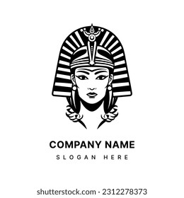 Hand drawn Cleopatra logo design that embodies the regal beauty and mystique of the ancient queen. Ideal for fashion labels, cosmetics, and historical themed projects.