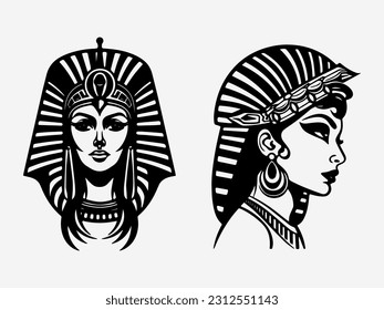 Hand drawn Cleopatra logo design that embodies the regal beauty and mystique of the ancient queen. Ideal for fashion labels, cosmetics, and historical themed projects.