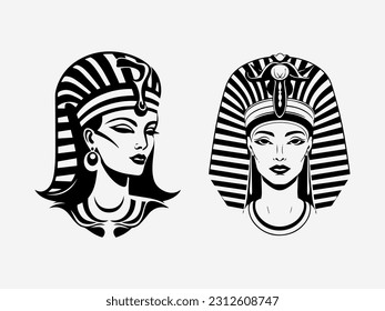 Hand drawn Cleopatra logo design that embodies the regal beauty and mystique of the ancient queen. Ideal for fashion labels, cosmetics, and historical themed projects.