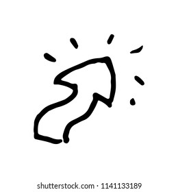 Hand Drawn click arrow doodle. Sketch style icon. Decoration element. Isolated on white background. Flat design. Vector illustration.