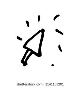 Hand Drawn click arrow doodle. Sketch style icon. Decoration element. Isolated on white background. Flat design. Vector illustration.