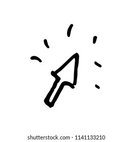 Hand Drawn click arrow doodle. Sketch style icon. Decoration element. Isolated on white background. Flat design. Vector illustration.
