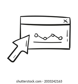 hand drawn click website icon in doodle style isolated.