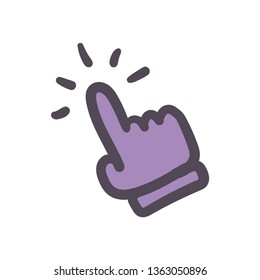 Hand drawn clicking icon, pointer click doodle