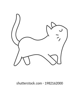 hand drawn clip art animal, cute funny cat, animal line drawing illustration for kid coloring