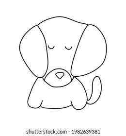 hand drawn clip art animal, cute funny dog, animal line drawing illustration for kid coloring