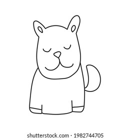 hand drawn clip art animal, cute funny dog, animal line drawing illustration for kid coloring