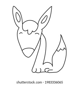 Hand Drawn Clip Art Animal, Cute Funny Fox, Animal Line Drawing Illustration For Kid Coloring