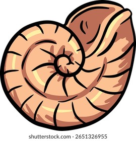 Illustration d'art de clip dessiné à la main de coquillage mollusque coquillage bord de mer 