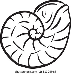 Illustration d'art de clip dessiné à la main de coquillage mollusque coquillage bord de mer 