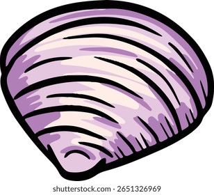 Illustration d'art de clip dessiné à la main de coquillage mollusque coquillage bord de mer 