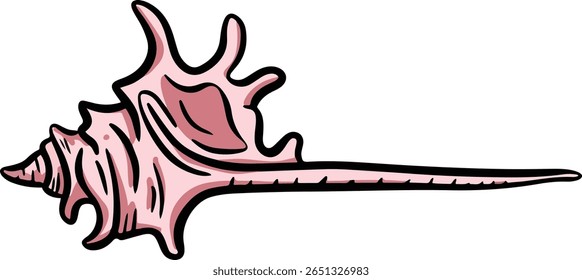 Hand drawn clipart illustration of seashell shell mollusc seaside shellfish 