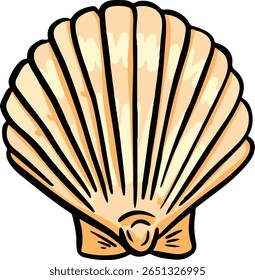 Hand drawn clipart illustration of seashell shell mollusc seaside shellfish 