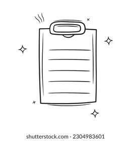 Hand Drawn Clipboard.  Doodle Vector Sketch Illustration