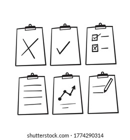 hand drawn Clipboard Line Icons Collection doodle vector