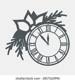Reloj dibujado a mano con flores calidad de ilustración vectorial recortado