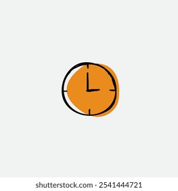 Hand drawn clock icon flat vector design