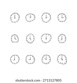 Conjunto de ilustración de reloj dibujado a mano