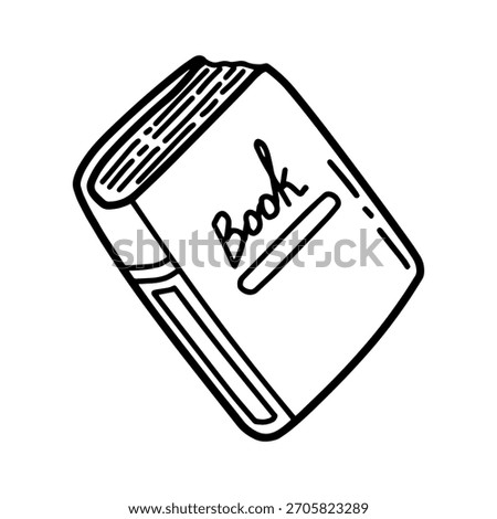 Hand drawn closed book icon or doodle. Black and white vector doodle style textbook or novel clipart