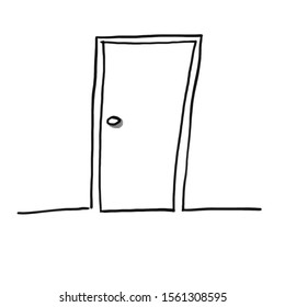 hand drawn closed door in doodle style