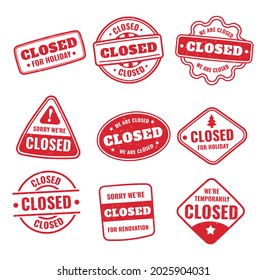 Hand drawn Closed seal stamp. Red vector grunge seal stamp with Closed message.