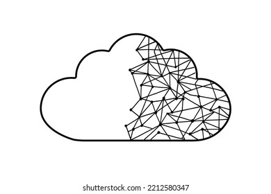 Hand drawn Cloud Data with Circuit Board Pattern Design Vector Technology Futuristic Data Cloud Meta verse Concept of Future digital technology meta verse, Blue Color Cloud. Outline illustration eps10