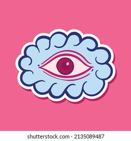 ilustración de doodle de ojos de nube dibujados a mano, etc