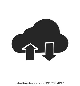 Hand drawn Cloud icon with arrows vector illustration