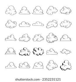 handgezeichnete Cloud-Illustration einzeln auf weißem Hintergrund.