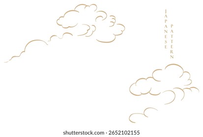 Hand drawn cloud with Japanese pattern vector. Oriental decoration with logo design, flyer or presentation in vintage style.