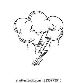 Hand Drawn Cloud Lightning Bolt Icon Stock Vector (Royalty Free ...