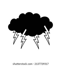 hand drawn cloud lightning doodle illustration for tattoo stickers etc