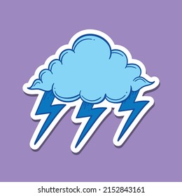hand drawn cloud with lightning doodle illustration for tattoo stickers poster etc