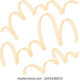 Hand Drawn Cloud Line Art in Pastel Peach, Minimalist Doodle Cloud Set for Design and Decor