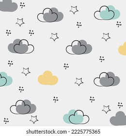 Hand drawn cloud on white background.