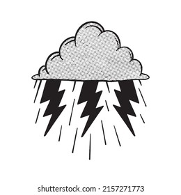 ilustración de doodle vintage de lluvia dibujada a mano para afiches de pegatinas de tatuajes etc