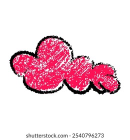Hand drawn cloud scribble crayon. Squiggle, scratch doodle kid cloud. Crayon scratch texture shape children kid naive. Vector illustration