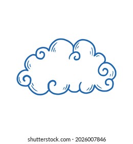 Hand drawn cloud set. Doodle sketch style cloud. Simple outline scribble draw. Vector illustration.