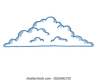 Hand drawn cloud set. Doodle sketch style cloud. Simple outline scribble draw. Vector illustration.