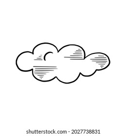 Hand drawn cloud set. Doodle sketch style cloud. Simple outline scribble draw. Vector illustration.